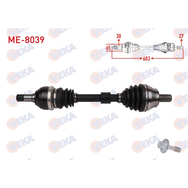 VEKA Komple Aks Sol ON Uzunluk 603mm Mercedes-benz Cla (C118) Mercedes-benz Cla 180 - Mercedes-benz Cla 200 2019 - Kod ME-8039 - OEM 1773302801