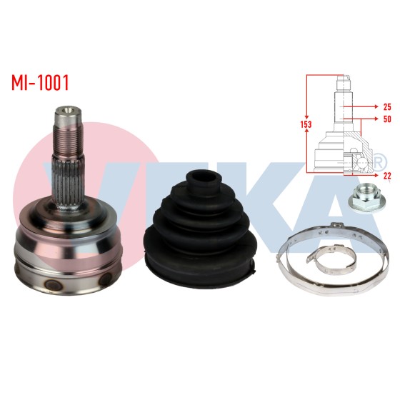VEKA Aks Kafası - Sol-sag ON Dis Hyundai Accent I (X-3) 1.3i Uzunluk 153 Mm 1994-2000 - Kod MI-1001 - OEM 4950721000 ürün görseli
