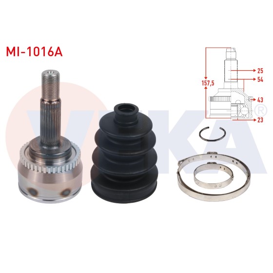 VEKA Aks Kafası - Sol-sag ON Dis Absli 43 Dis Uzunluk 157, 5mm Mitsubishi Carisma (DA) 1.6i - 1.8 GDI 1995-2006 - Kod MI-1016A - OEM MR910297 ürün görseli