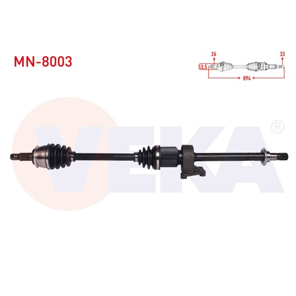 VEKA Komple Aks Sag ON Mini Cooper (R50, R53) 1.6 A-t Uzunluk 894 Mm 2001-2006 - Kod MN-8003 - OEM 31607514002