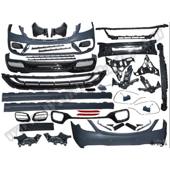 WENDER Body Kit W222 Pdcli:ön / Arka, 2b2-çıkış, Mrşp-li, Egz.uçlu -Amg S63 Black-line- 2017 - OEM N2222102 ürün görseli
