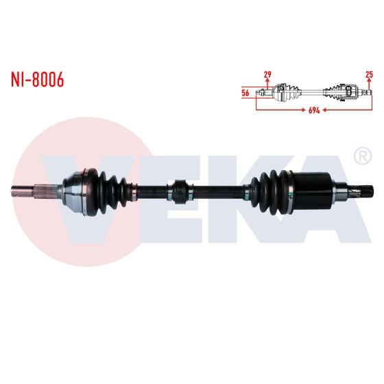 VEKA Komple Aks Sol ON Nissan Qashqai (J10) 1.6i A-t Uzunluk 694mm 2007-2014 - Kod NI-8006 - OEM 39101BB90C ürün görseli
