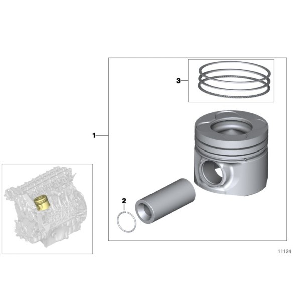 NURAL Piston - 84.5o MM EURO3 M47n-m57n - Kod NRL87.70223050 - OEM 11257788398