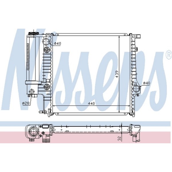 Nissens SU Radyatörü Otomatik-klimasiz E36 M50 - Kod NSN60613A - OEM 17101723898