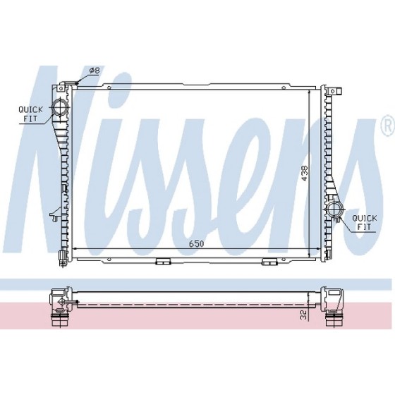 Nissens SU Radyatörü Klimali E39 M52-54 - Kod NSN60648A - OEM 17111436060 ürün görseli