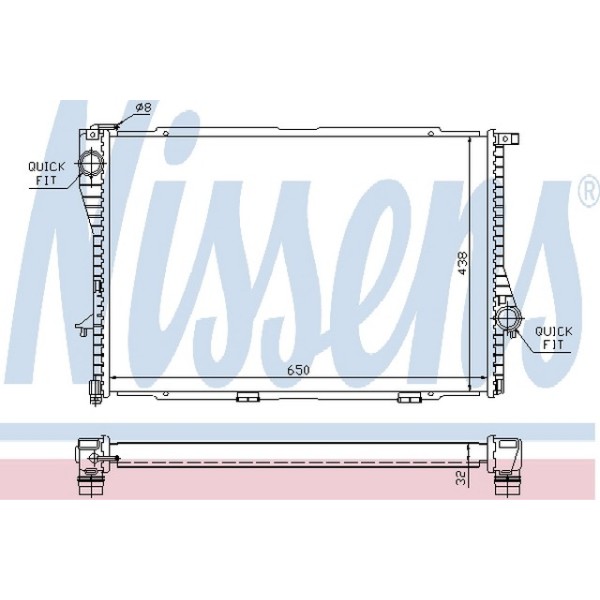 Nissens SU Radyatörü Klimali E39 M52-54 - Kod NSN60648A - OEM 17111436060
