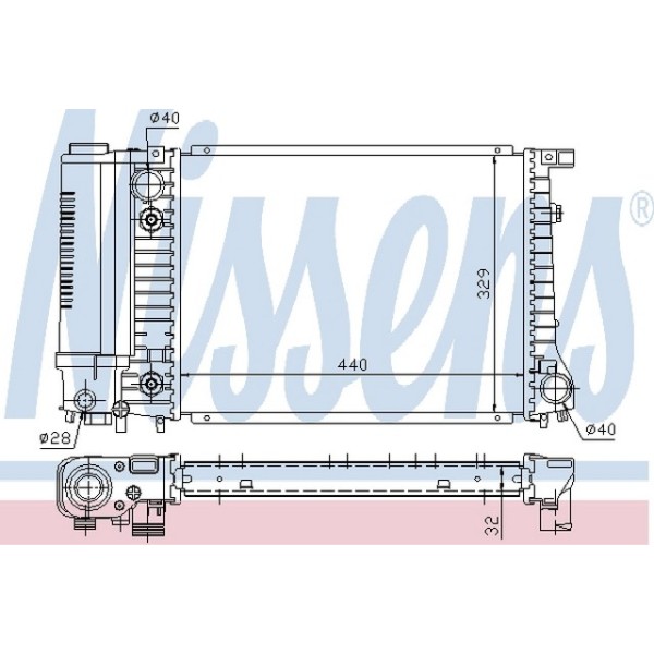 Nissens SU Radyatörü Otomatik 440mm E34 M50 - Kod NSN60703A - OEM 17111719305