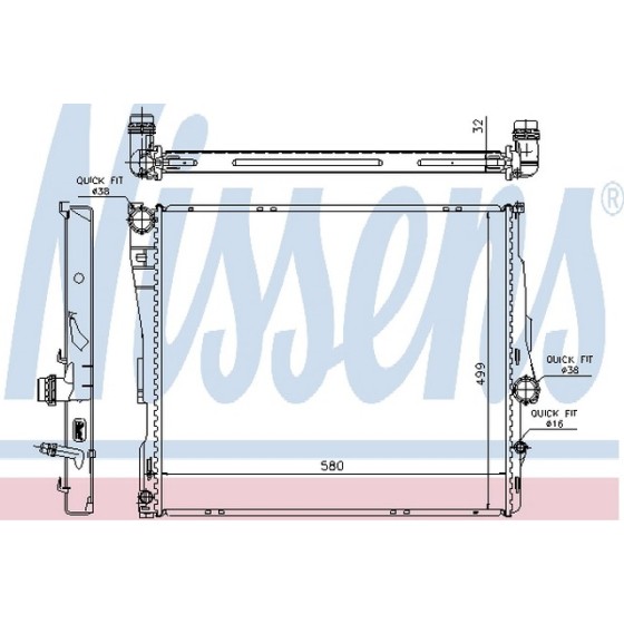 Nissens SU Radyatörü E83 N52 - Kod NSN60807 - OEM 17113415693 ürün görseli
