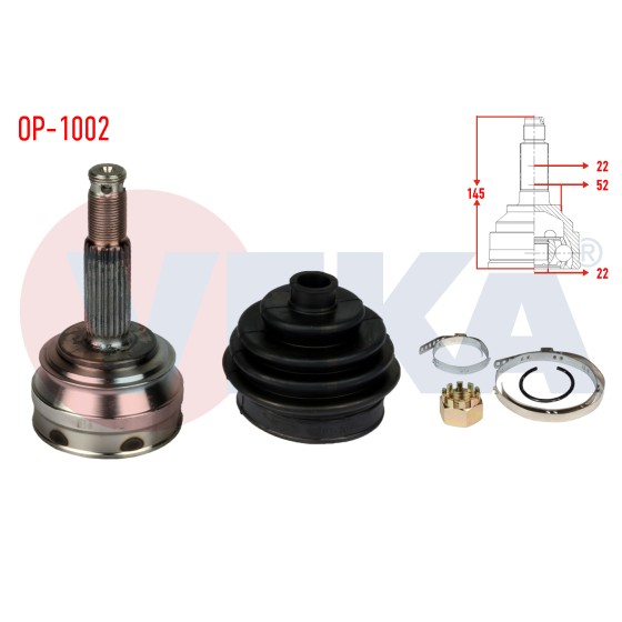 VEKA Aks Kafası - Sol-sag ON Dis Opel Ascona C 1.3 Uzunluk 145 Mm 1981-1988 - Kod OP-1002 - OEM 374066 ürün görseli