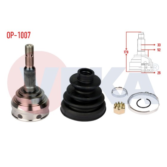 VEKA Aks Kafası - Sol-sag ON Dis Opel Vectra B 1.8i 16V Uzunluk 170, 8 Mm 1995-2003 - Kod OP-1007 - OEM 374003 ürün görseli