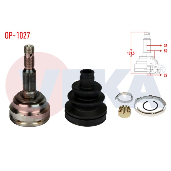 VEKA Aks Kafası - Sol-sag ON Dis Opel Astra G (F69) 1.6 16V Uzunluk 153, 5 Mm 1998-2005 - Kod OP-1027 - OEM 374002 ürün görseli