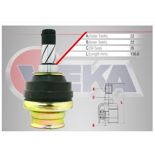VEKA Aks Kafası - Sol-sag ON IC Opel Vectra A 1.4 Uzunluk 130, 6 Mm 1988-1995 - Kod OP-5002 - OEM 374027