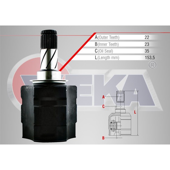 VEKA Aks Kafası - Sol-sag ON IC Opel Corsa C 1.3 CDTI Uzunluk 153, 5 MM 2000-2006 - Kod OP-5060 - OEM 374446 ürün görseli