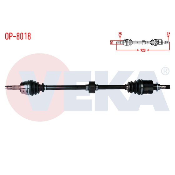 VEKA Komple Aks Sag ON Uzunluk 920mm Opel Corsa D 1.3 CDTI (Dtj) 2006-2014 537 - Kod OP-8018 - OEM 5374194 ürün görseli