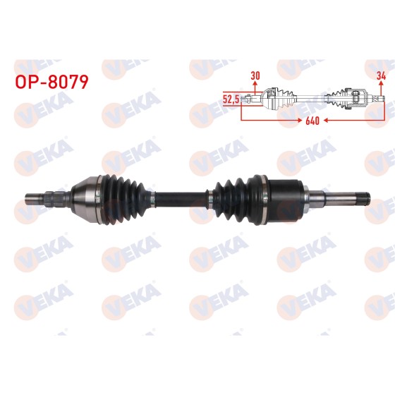 VEKA Komple Aks Sol ON Uzunluk 640mm Opel Astra J HB 1.6 Sidi - 1.6 T A-t 2009-2016 / Opel Astra J Sedan 1.6 CDTI 1.6 Sidi 1.6 T A-t 2009-2016 / Opel Astra J SW - Kod OP-8079 - OEM 13250846 ürün görseli
