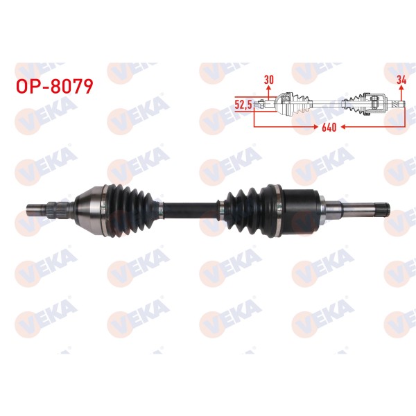 VEKA Komple Aks Sol ON Uzunluk 640mm Opel Astra J HB 1.6 Sidi - 1.6 T A-t 2009-2016 / Opel Astra J Sedan 1.6 CDTI 1.6 Sidi 1.6 T A-t 2009-2016 / Opel Astra J SW - Kod OP-8079 - OEM 13250846