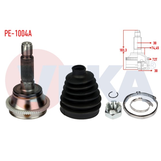 VEKA Aks Kafası - Sol-sag ON Dis Karsan J10 Premier 2.3 D Absli 72 Dis, 5 Uzunluk 183, 3 Mm 2010 - Kod PE-1004A - OEM K320403 ürün görseli