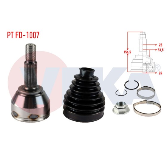 VEKA Aks Kafası - Sol-sag ON Dis Ford Transit Ford Connect 1.8 TDCI 75 HP 25x24x53.5 Uzunluk 156, 2mm 2002-2013 2t14 3a327 BA - Kod PT FD-1007 - OEM 4512588 ürün görseli