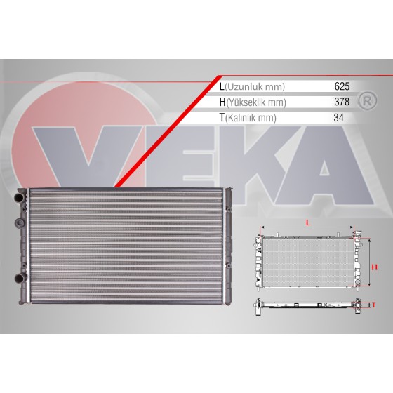 WAGEN SU Radyatörü Mekanik Volkswagen Polo-seat Cordoba-skoda Fabia Aee-alm-afh 1, 4 16v-1, 6 (Klimali) 94-99 - Kod RD-VW013 - OEM 1H0121253 ürün görseli