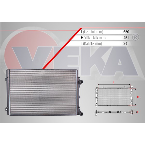 WAGEN SU Radyatörü Volkswagen Caddy-volkswagen Golf-volkswagen Jetta 1.9 Audi TDI - Kod RD-VW019 - OEM 1K0121251DP ürün görseli