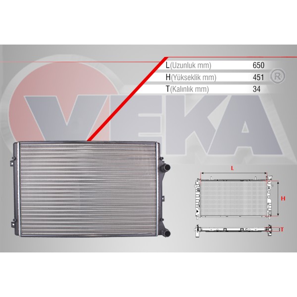 WAGEN SU Radyatörü Volkswagen Caddy-volkswagen Golf-volkswagen Jetta 1.9 Audi TDI - Kod RD-VW019 - OEM 1K0121251DP