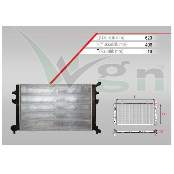 WAGEN Radyatör - SU Radyatörü Klipsli (Yardimci Radyatör) Brazing Volkswagen Golf 7 1.6 Audi TDI A-t / M-t 2012 - Kod RD-VW024B - OEM 5Q0121251GB