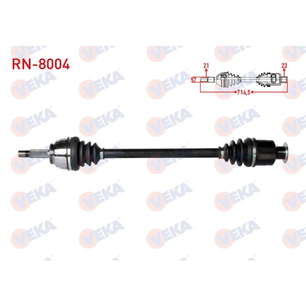 VEKA Komple Aks Sag ON Renault Kangoo (KC0 / 1) 1.9 DTI Uzunluk 714, 5mm 1998-2008 - Kod RN-8004 - OEM 7700110482