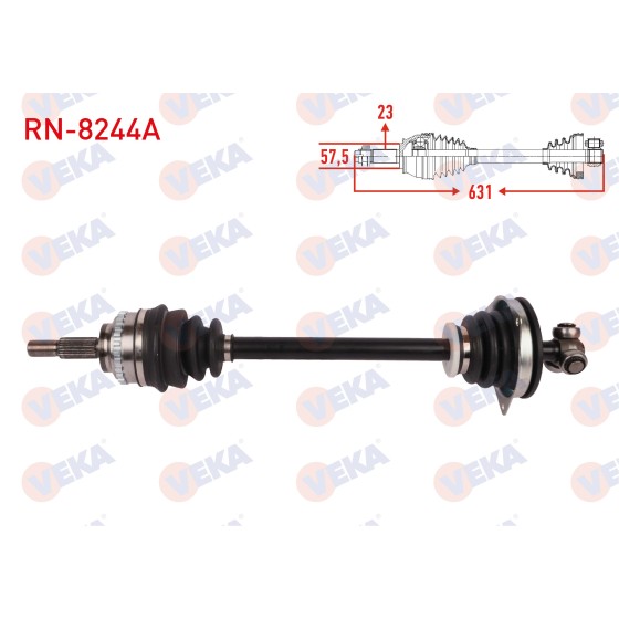 VEKA Komple Aks Sol ON Absli Uzunluk 631mm Renault Clio II 1.5 DCI M-t 2001-2005 / Kangoo 1.5 DCI 2001 - Kod RN-8244A - OEM 7711134956 ürün görseli