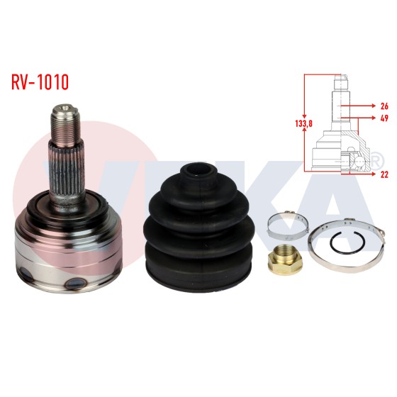 VEKA Aks Kafası - Sol-sag ON Dis Rover 200 (XW) 1.4i Uzunluk 133 Mm 1989-1995 - Kod RV-1010 - OEM 03CGV1053 ürün görseli