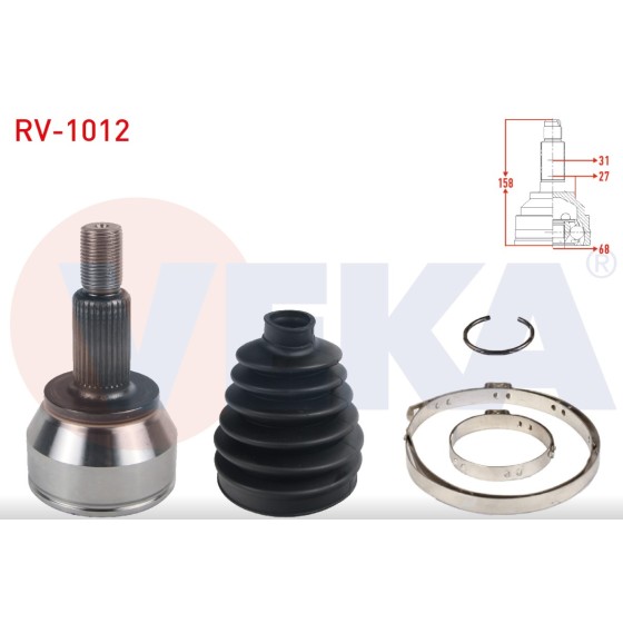 VEKA Aks Kafası - Sol-sag ON Dis 8 Misket 158mm Land Rover R.rover Evoque 2.0 TD4 2018- / Discovery Sport 2.0 SI4 2014- 58 - Kod RV-1012 - OEM LR024754 ürün görseli