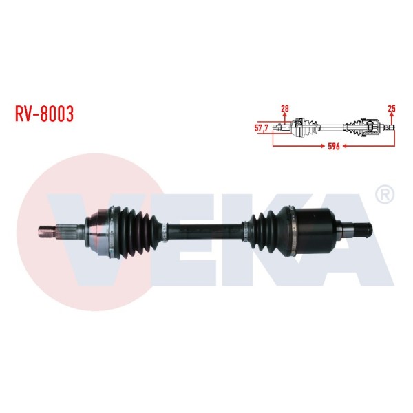 VEKA Komple Aks Sag ON Land Rover Freelander (LN) 2.0 TD Uzunluk 596mm 1998-2007 - Kod RV-8003 - OEM TDB104980