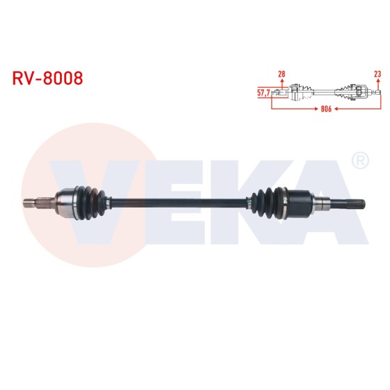 VEKA Komple Aks Sol-sag Arka Uzunluk 806mm Land Rover Freelander 1.8 16V - 2.0 DI - 2.0 TD4 - 2.5i 1998-2007 - Kod RV-8008 - OEM TOB000110 ürün görseli