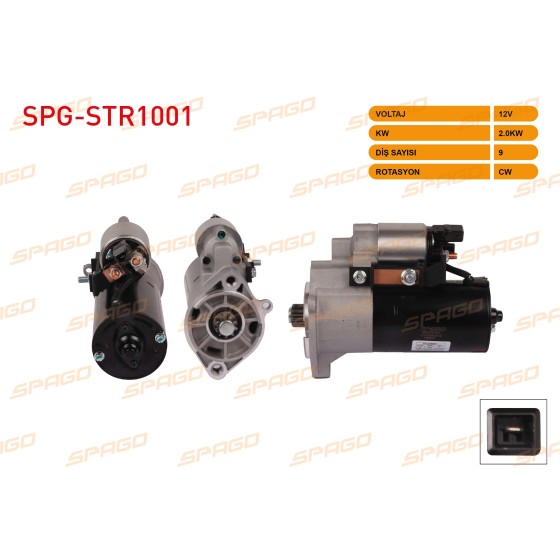 SPAGO Marş Motoru - 12V / 2.0kw 9 Dis CW M12X2 (STR6602) Volkswagen LT35 2.5 Audi TDI 1996-2006 / Volkswagen Transporter T5 2.5 Audi TDI 2003-2011 - Kod SPG-STR1001 - OEM 069911023E ürün görseli