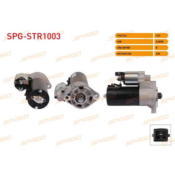 SPAGO Marş Motoru - 12V / 2.0kw 9 Dis CW M12X2 Volkswagen LT35 2.5 Audi TDI 1996-2006 - Kod SPG-STR1003 - OEM 069911023J ürün görseli