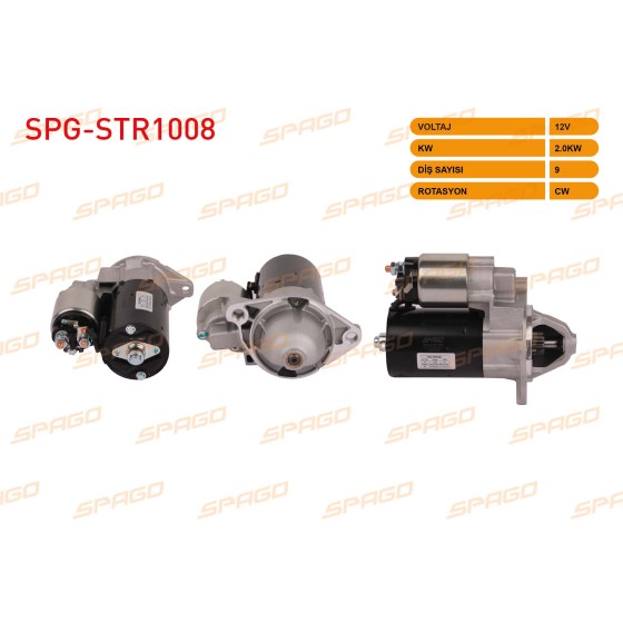 SPAGO Marş Motoru - 12V / 1.1kw 9 Dis CW (STR5123) Opel Vectra B 2.0i 1995-2001 / Omega B 2.0i 1994-2003 / Opel Astra F 2.0i 1991-1998 - Kod SPG-STR1008 - OEM 1202029 ürün görseli