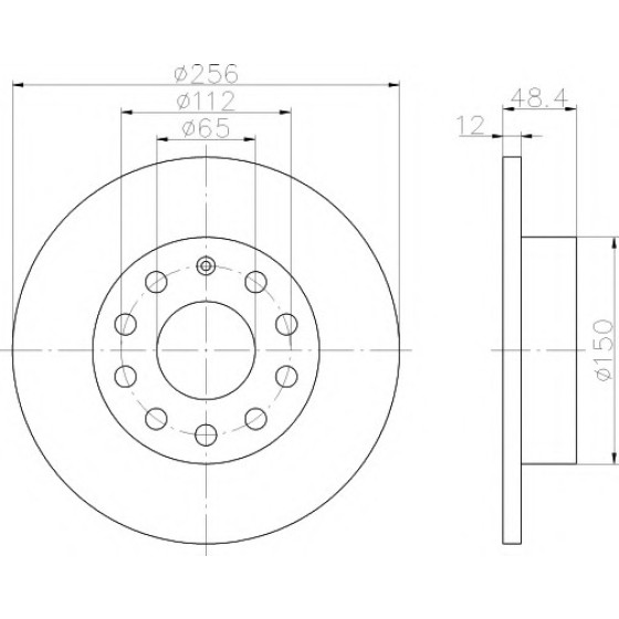TEXTAR Fren Diski - Aynasi Arka-düz Bmy-blf-bxe-bkd-bjb Volkswagen Caddy 3-volkswagen Jetta 3 1.4tsi-1.6fsi-1.9tdi-2.0t - Kod TEX92121103 - OEM 1K0615601AC ürün görseli