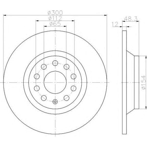 TEXTAR Fren Diski - Aynasi Arka-düz Czca Volkswagen Passat 6 1.4tsi-1.6tdi - Kod TEX92255403 - OEM 3Q0615601