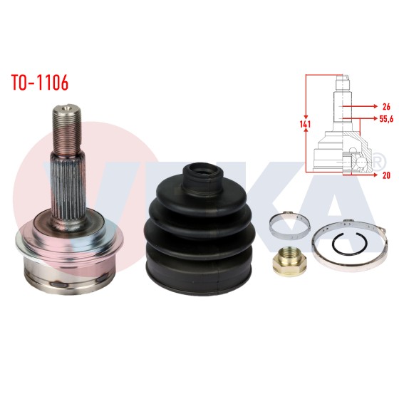 VEKA Aks Kafası - Sol-sag ON Dis Toyota Yaris (P9) 1.0 Vvt-i, 6 Uzunluk 142mm 2006-2010 - Kod TO-1106 - OEM ürün görseli