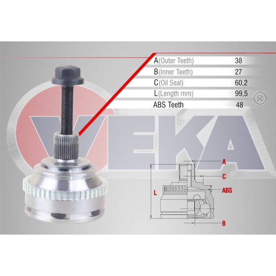 VEKA Aks Kafası - Diş T4 Aab-aja-acv-ajt 2, 4 D-2, 5 Audi TDI 96-03 / (Absli) - Kod VW-1006A - OEM 701498099C ürün görseli