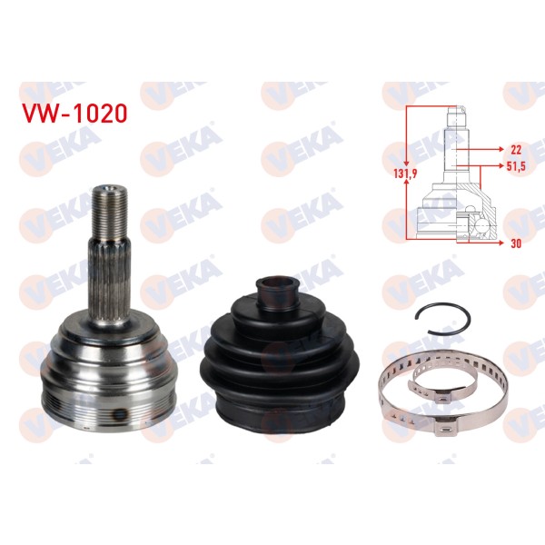 VEKA Aks Kafası - Diş Volkswagen Polo 1.3-1.4-1.6 (94-01), Volkswagen Golf E.m (83-99), Volkswagen Caddy (95-04), Volkswagen Polo Classic-seat Cordoba-seat Ibiza 1.0l-1.4l-1.7l (97-) - Kod VW-1020 - OEM 6N0498099