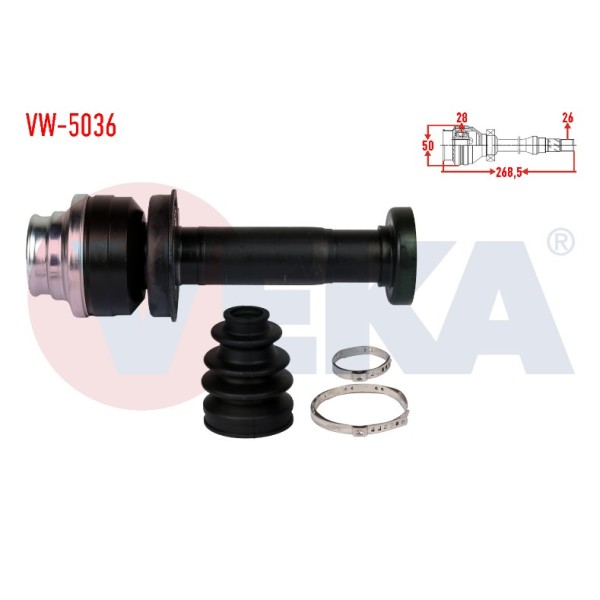 VEKA Sağ Aks Kafası - ON IC T5 Axb 1, 9 Audi TDI 04-10 - Kod VW-5036 - OEM 7H0498104L