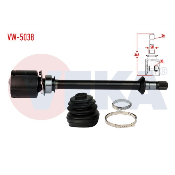 VEKA Sağ Aks Kafası - ON IC T5 Axd 2, 5 Audi TDI 04-10 - Kod VW-5038 - OEM 7H0498104G