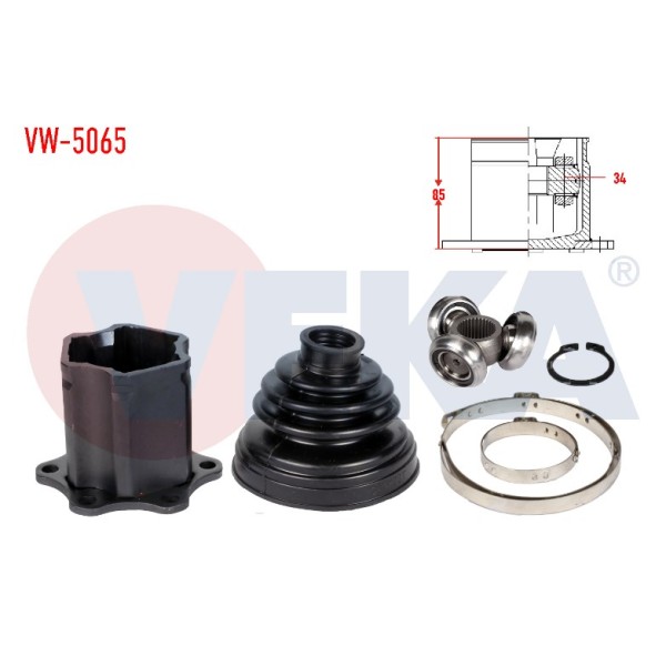 VEKA Aks Kafası - İÇ Otomatik Golf5-volkswagen Jetta-volkswagen Passat-volkswagen Caddy-a3 Bjb-bkp-bkd 1, 9 Audi Tdi-2, 0 Audi TDI 04- Gkn - Kod VW-5065 - OEM 1K0498103E
