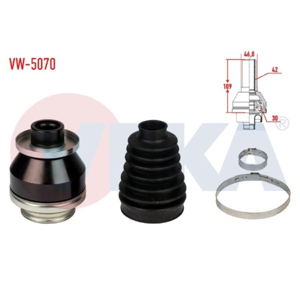 VEKA Sol Aks Kafası - ÖN İÇ T6 2.0 Audi TDI M-t Uzunluk 109 Mm 2015 - Kod VW-5070 - OEM 7E0498103B