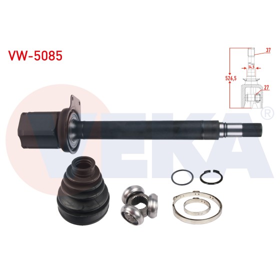 VEKA Sağ Aks Kafası - ON IC, 5 Uzunluk 526, 5mm Volkswagen Transporter VI 2.0 Audi TDI 140 HP A-t 2009 - Kod VW-5085 - OEM 7E0498104D ürün görseli