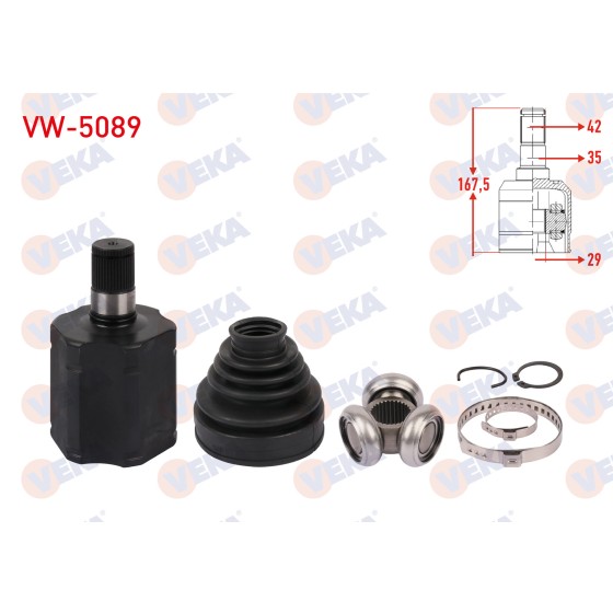 VEKA Sol Aks Kafası - ON IC Uzunluk 167, 5mm Volkswagen Crafter 2.0 Audi TDI A-t M-t 2016- / Man Tge 2.0 Audi TDI A-t M-t 2016 - Kod VW-5089 - OEM 2N0498103A ürün görseli