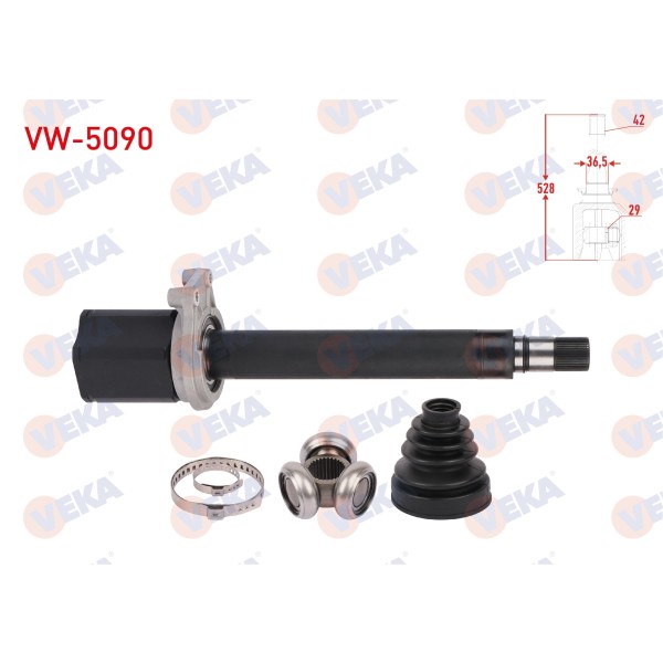 VEKA Sağ Aks Kafası - ON IC, 5 Uzunluk 528mm Volkswagen Crafter 2.0 Audi TDI A-t M-t 2016- / Man Tge 2.0 Audi TDI A-t M-t 2016 - Kod VW-5090 - OEM