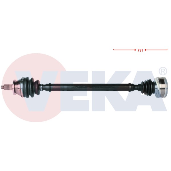 VEKA Komple Aks Sag ON Volkswagen Polo (9N_) 1.4i 16V Uzunluk 751mm 2001-2012 6q040 - Kod VW-8004 - OEM 6Q0407272BD