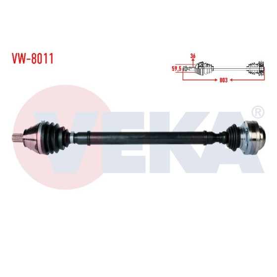 VEKA Komple Aks Sag ON Volkswagen Caddy Iii (2ka, 2kh, 2ca, 2ch) 1.9 Audi TDI Bjb Uzunluk 803mm 2004-2010 - Kod VW-8011 - OEM 2K0407272E ürün görseli