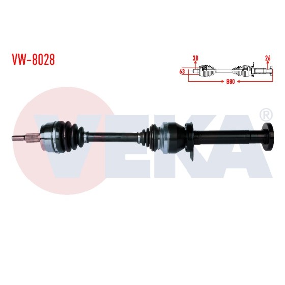 VEKA Komple Aks Sag ON T5 Cfca 2.0 Audi TDI - Kod VW-8028 - OEM 7E0407272T ürün görseli